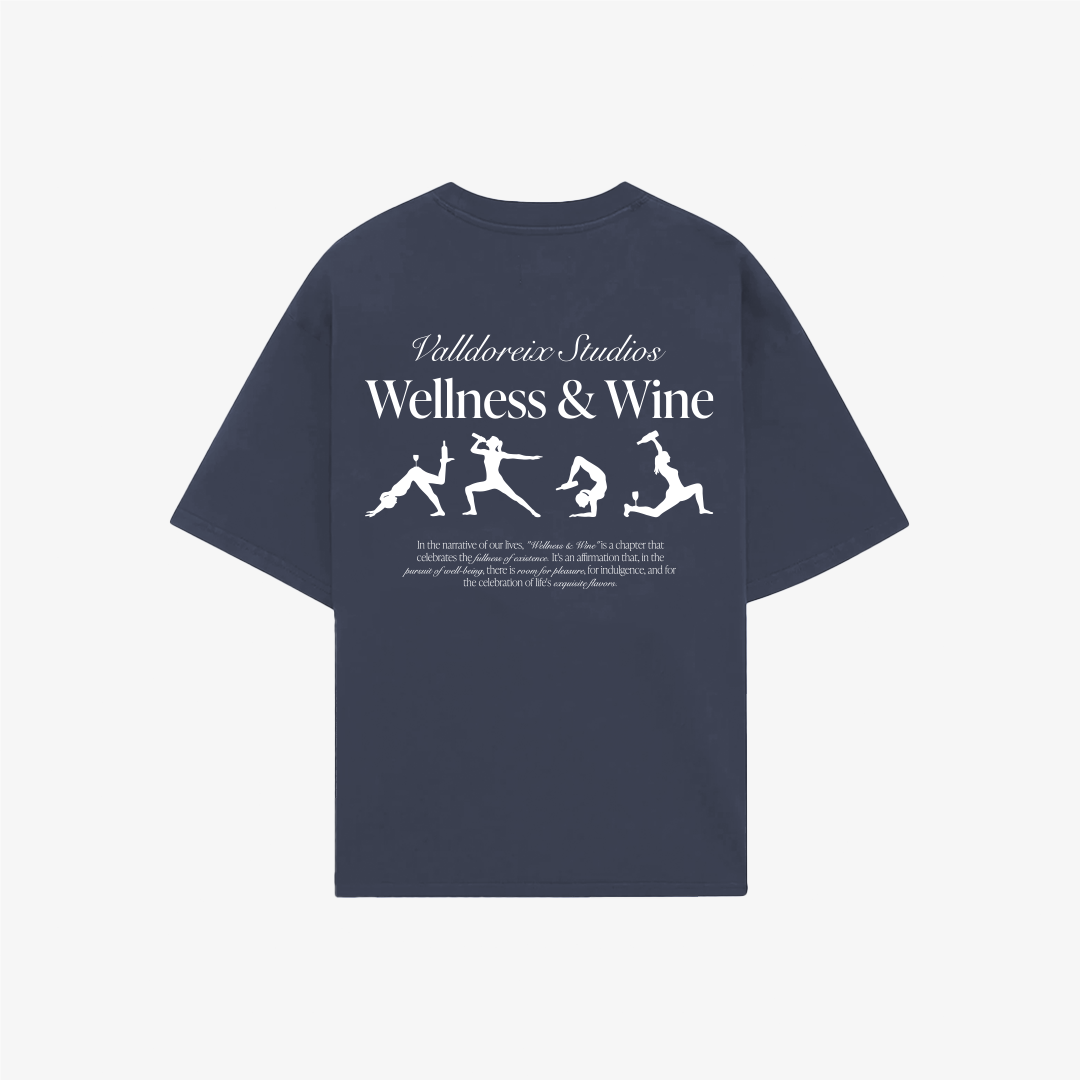 Wellness & Wine Oversized Tee Deep Sea Blue